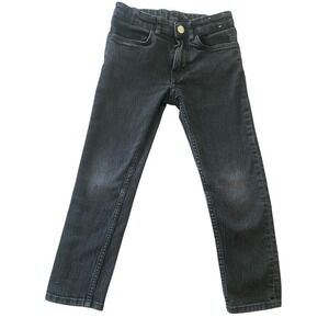 BOYS‎ BLACK DENIM JEANS 5y-6y JEAN ADJUSTABLE ZIPPER WITH SNAP CLOSURE